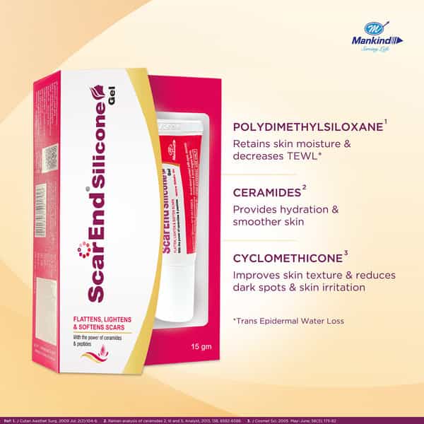 Mankind Scarend Silicone Gel | Scar Removal | Burn | Stretch | Acne | C Section | Post Surgery |15Gm