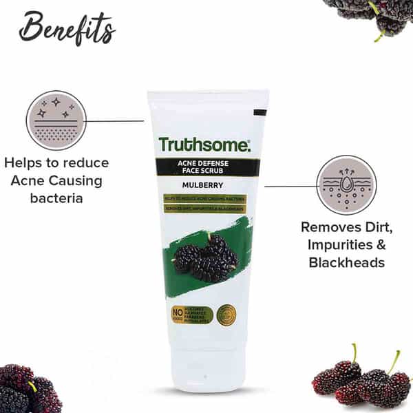 Truthsome Acne Defense Face Scrub With Mulberry & Tea Tree Oil - For Acne Prone Skin | 100 Ml