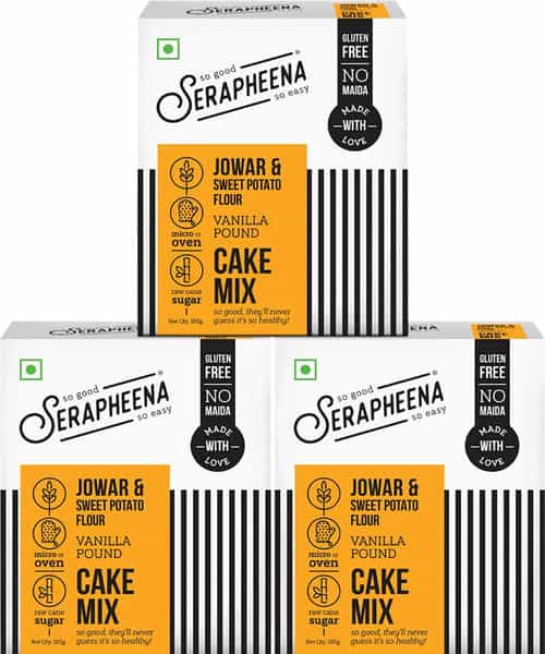 Serapheena Cake Mix No Maida Eggless Jowar And Sweet Potato Flour (Vanilla-185 G Pack Of 3)