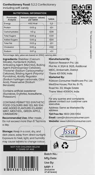 Tazmint 3-In-1 Chewable Mouthwash Tablets | Green Apple Cinnamon Flavour|Pack Of 8