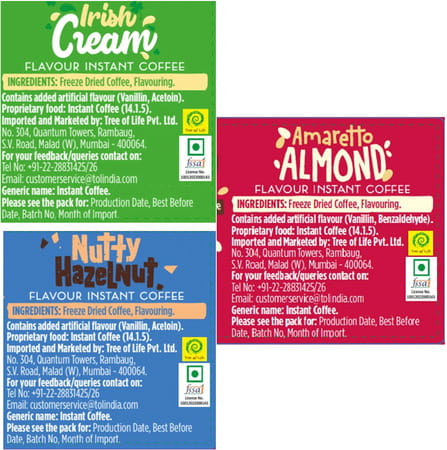 Beanies Flavoured Instant Coffee|Irish Cream 50g Nutty Hazelnut 50g Amaretto Almond 50g|Pack Of 3