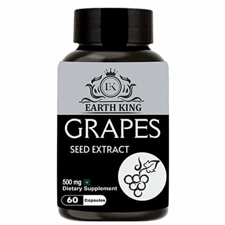 Earth King Grapes Seed Extract Capsule Supports | Immunity & Antioxidant Supplement - 500mg 60 Nos