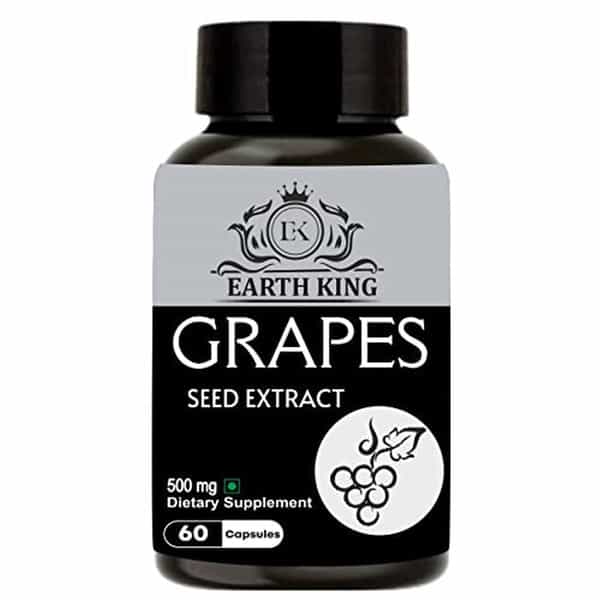 Earth King Grapes Seed Extract Capsule Supports | Immunity & Antioxidant Supplement - 500Mg 60 Nos
