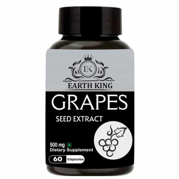 Earth King Grapes Seed Extract Capsule Supports | Immunity & Antioxidant Supplement - 500Mg 60 Nos