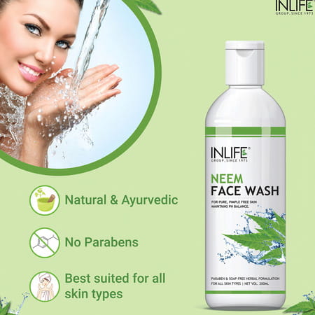 Inlife Neem Face Wash Soap & Paraben Free - 200 Ml