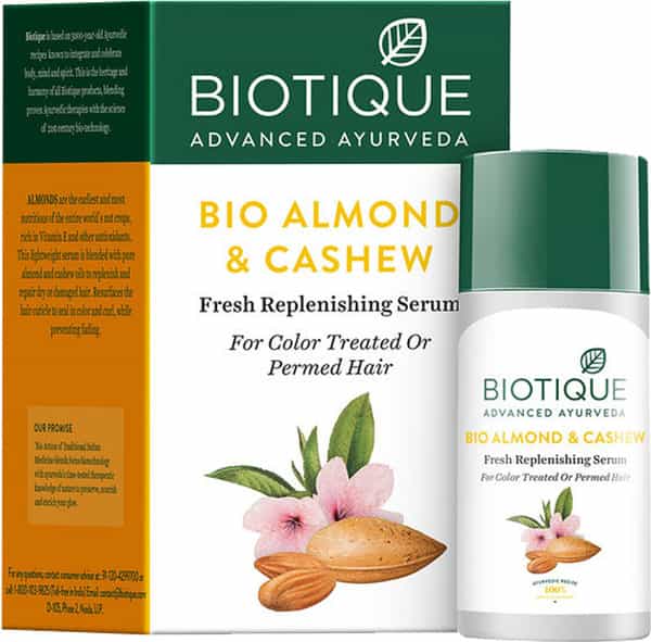Biotique Bio Almond And Cashew Fresh Replenishing Serum For Colour-Treated And Permed Hair - 120 Ml