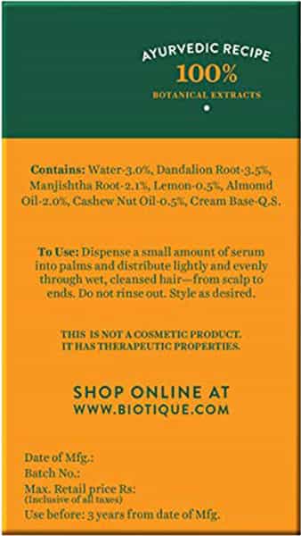 Biotique Bio Almond And Cashew Fresh Replenishing Serum For Colour-Treated And Permed Hair - 120 Ml