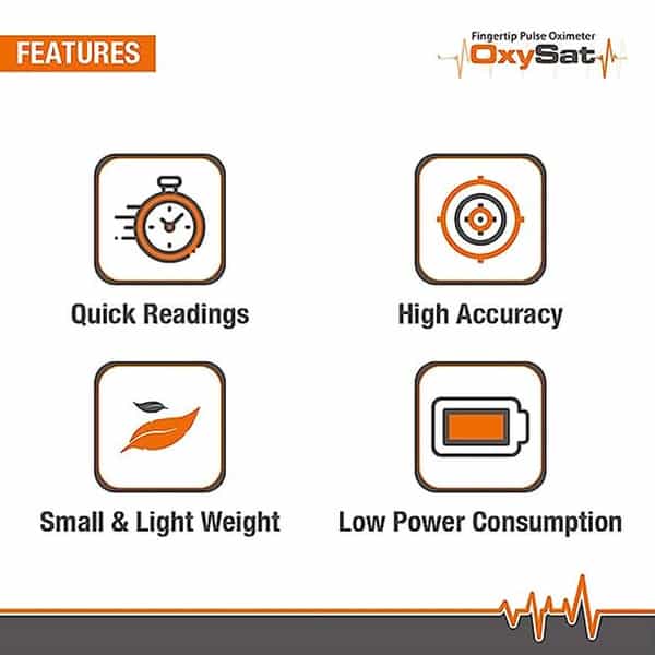 Oxysat - Finger Tip Pulse Oximeter With Spo2 | Perfusion Index Oleds Display & 18M Warranty | Orange