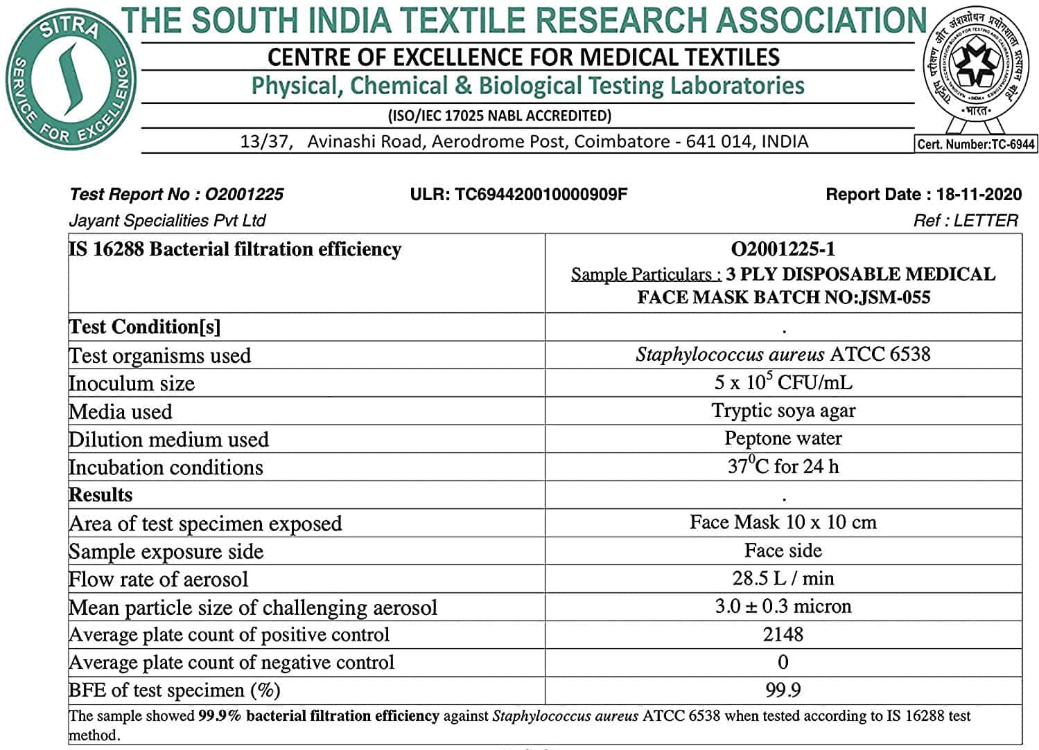 Buy QUARANT 3 PLY TIE ON SURGICAL FACE MASK WITH ADJUSTABLE NOSE PIN UV