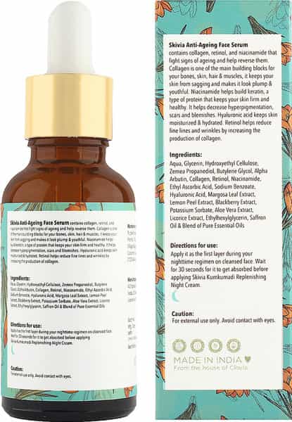 Skivia Anti-Aging Face Serum With Retinol & Saffron Oil - 30Ml|Combats Signs Of Aging