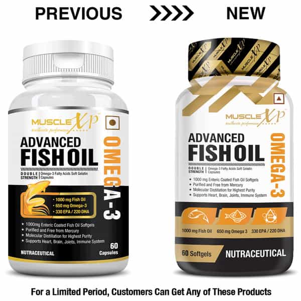 Musclexp Advanced Fish Oil Double Strength Omega-3 - 650Mg 330 Epa /220 Dha - 60 Softgel Capsules