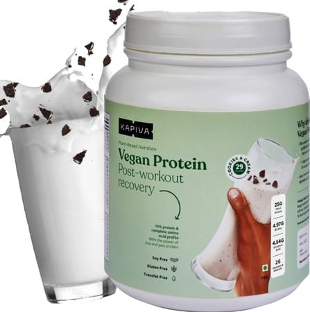 Kapiva Vegan Protein - Cookies And Cream | Post-Workout Recovery | 100% Plant Based Protein | 1 Kg