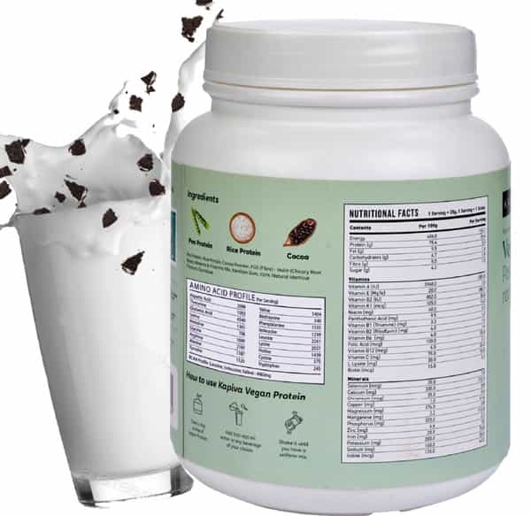 Kapiva Vegan Protein - Cookies And Cream | Post-Workout Recovery | 100% Plant Based Protein | 1 Kg