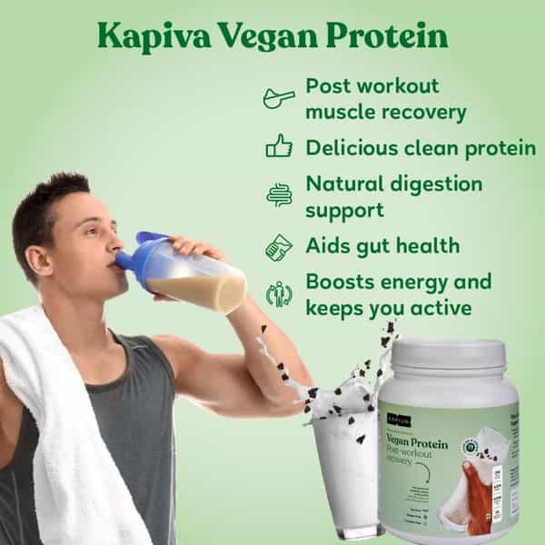 Kapiva Vegan Protein - Cookies And Cream | Post-Workout Recovery | 100% Plant Based Protein | 1 Kg