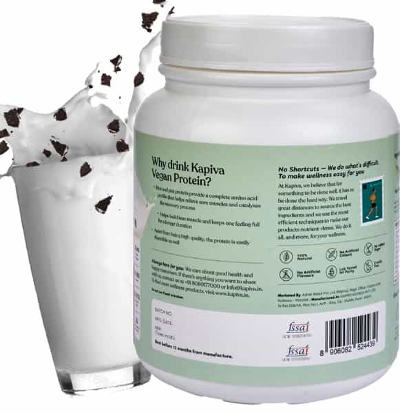 Kapiva Vegan Protein - Cookies And Cream | Post-Workout Recovery | 100% Plant Based Protein | 1 Kg