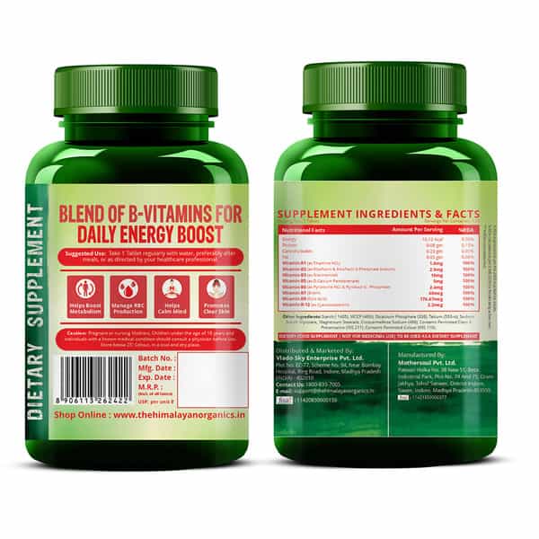 Vlado's Himalayan Organics Vitamin B Complex With 100% Rda | 120 Veg Tablets