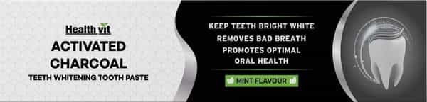 Healthvit Activated Charcoal Teeth Whitening Mint Toothpaste  Tube Of 100 G