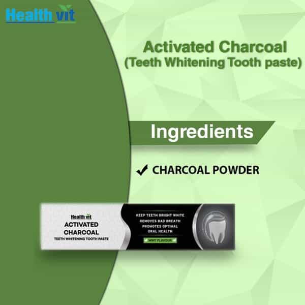 Healthvit Activated Charcoal Teeth Whitening Mint Toothpaste  Tube Of 100 G