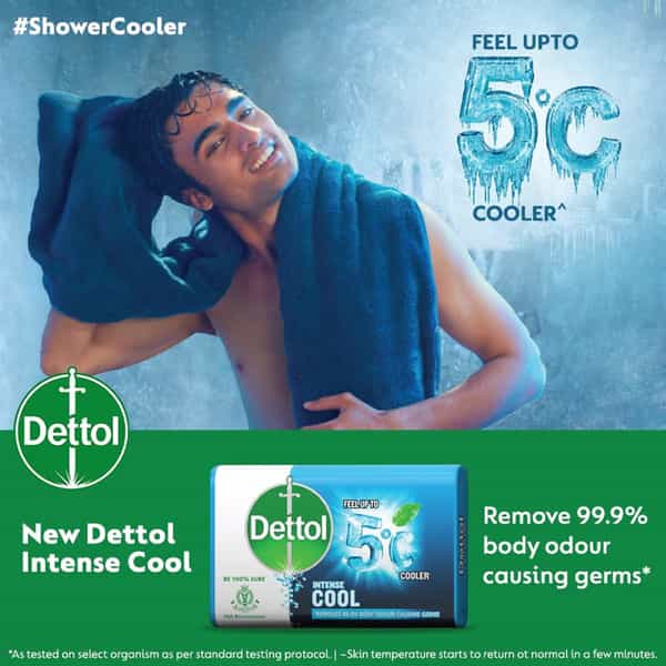 Dettol Intense Cool Bathing Soap Bar With Menthol (Buy 4 Get 1 Free - 125G Each) | Combo Offer