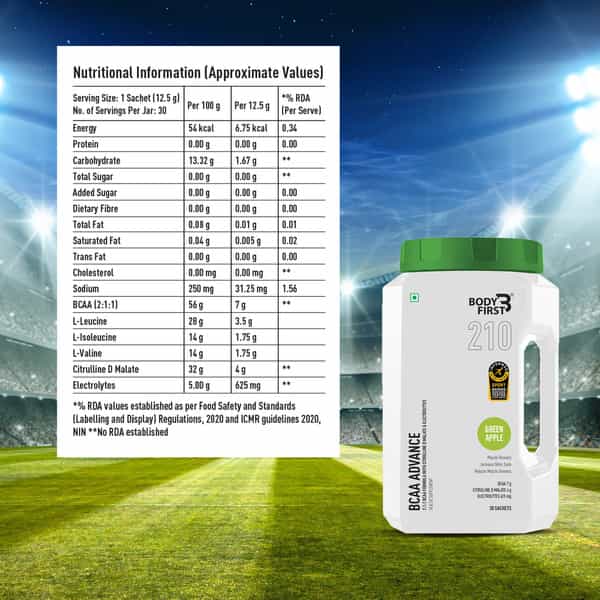 Bodyfirst Bcaa Advance | 30 Sachets | Green Apple