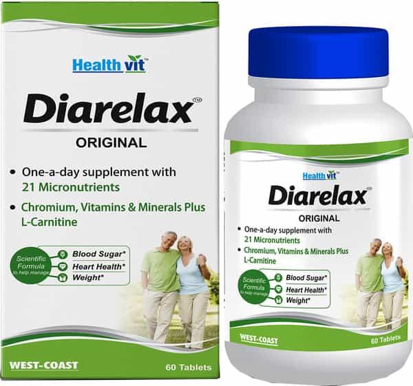 Healthvit Diarelax Diabetes Care Supplement Supports Healthy Blood Glucose Levels - 60 Tablets