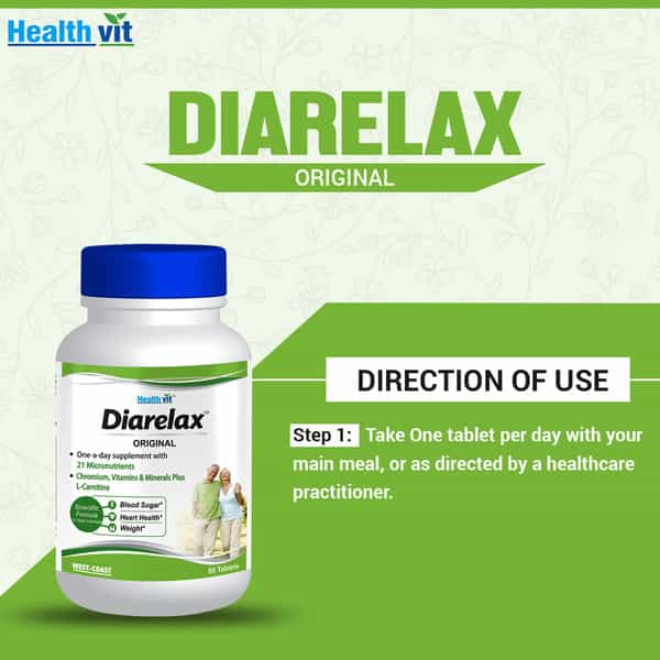 Healthvit Diarelax Diabetes Care Supplement Supports Healthy Blood Glucose Levels - 60 Tablets