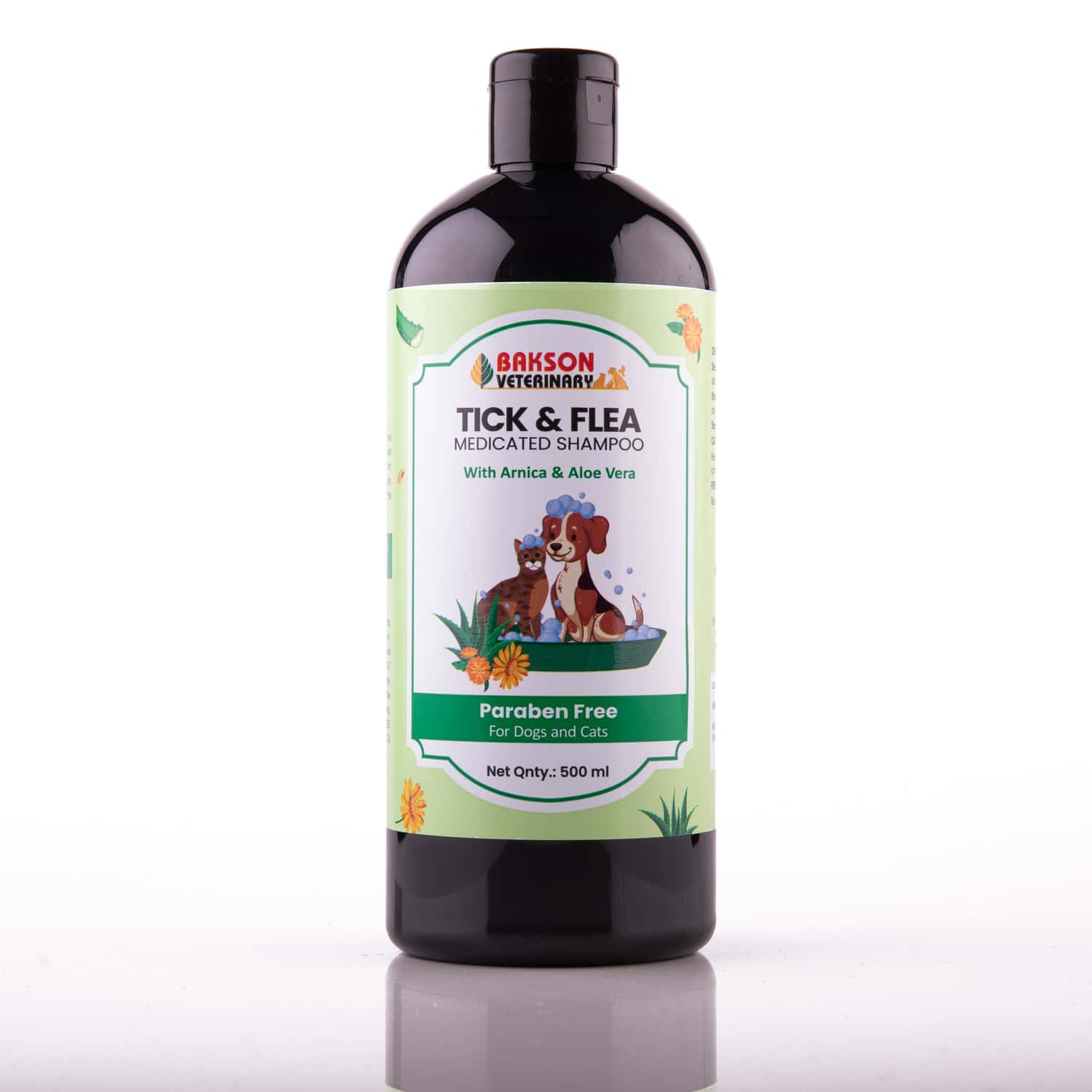 Bakson Veterinary Tick & Flea Medicated Shampoo| Paraben Free | For Dogs & Cats 500 Ml