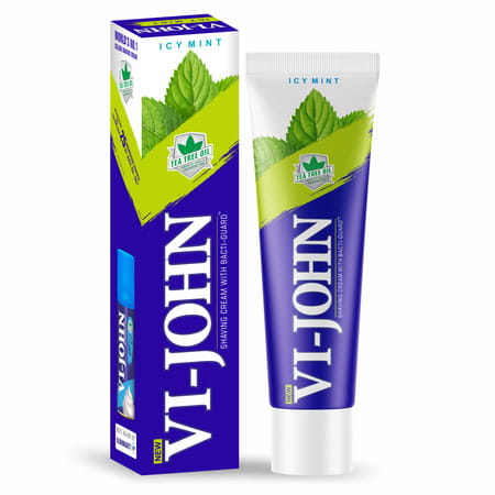 Vi-John Icy Mint Shaving Cream With Tea Tree Oil And Bacti-Guard 125g - Pack Of 2