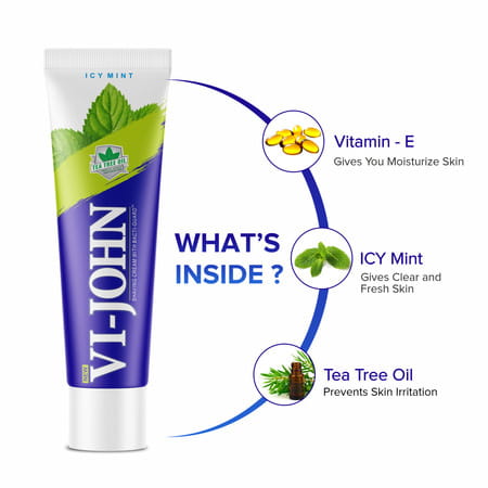 Vi-John Icy Mint Shaving Cream With Tea Tree Oil And Bacti-Guard 125g - Pack Of 2
