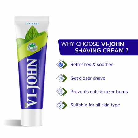 Vi-John Icy Mint Shaving Cream With Tea Tree Oil And Bacti-Guard 125g - Pack Of 2