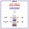 Petvit Anti-Tick & Flea Spray With Lemongrass Oil Tea Tree Oil For All Breed Dog & Cat 100Ml