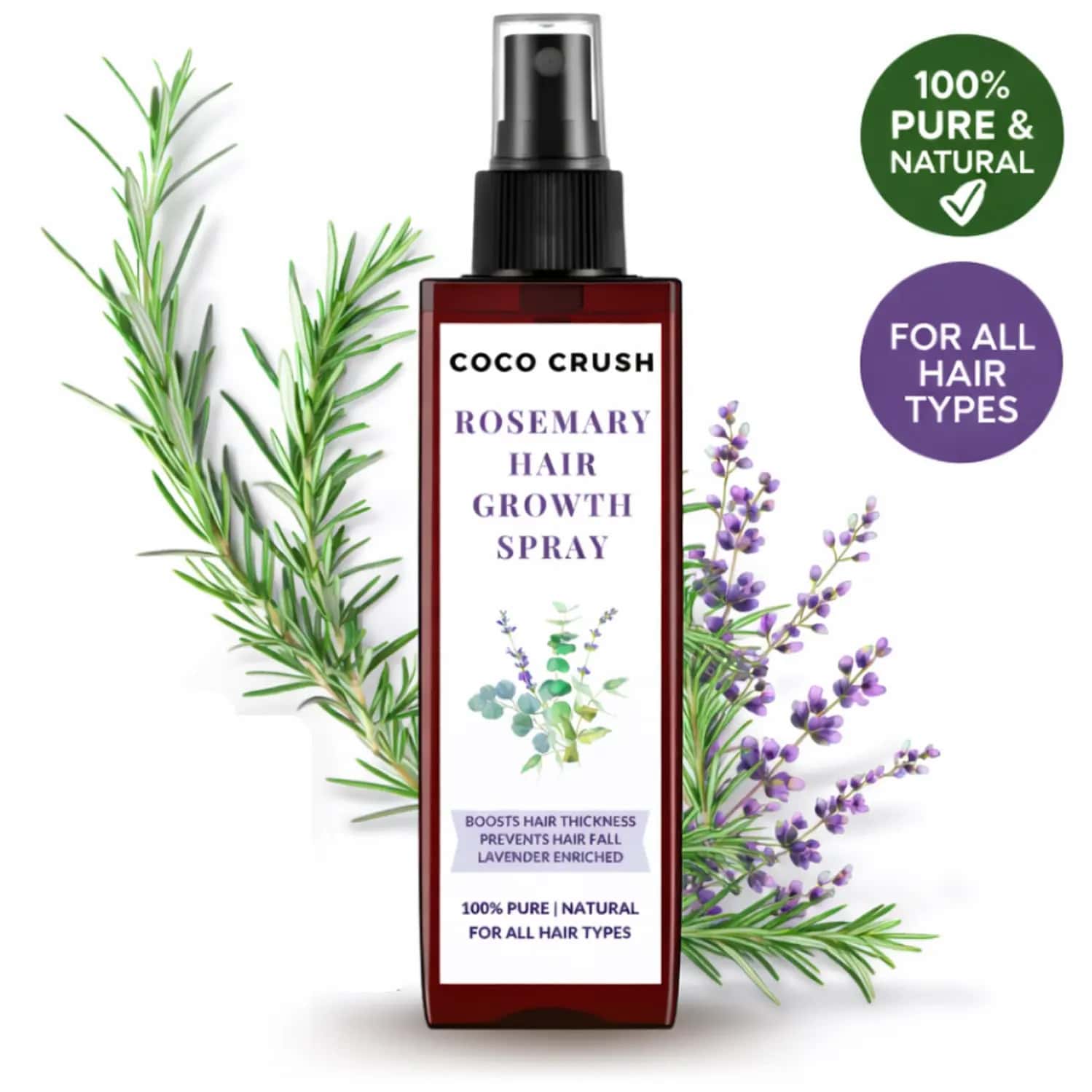 Coco Crush Rosemary Hair Growth Spray 100ml | Leave-in | Rosemary & Lavender | 8-week Supply