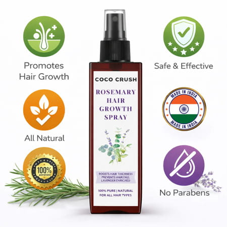 Coco Crush Rosemary Hair Growth Spray 100Ml | Leave-In | Rosemary & Lavender | 8-Week Supply