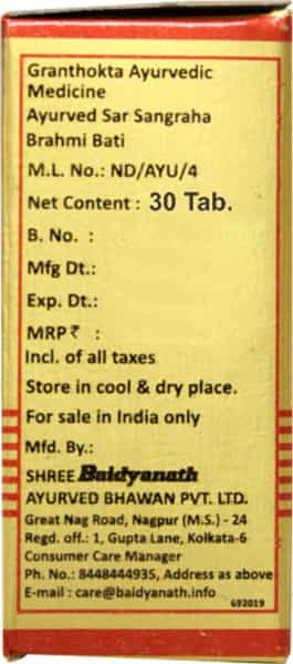 Baidyanath Asli Ayurved Brahmi Bati Gold 30 Tablets - Mind Wellness