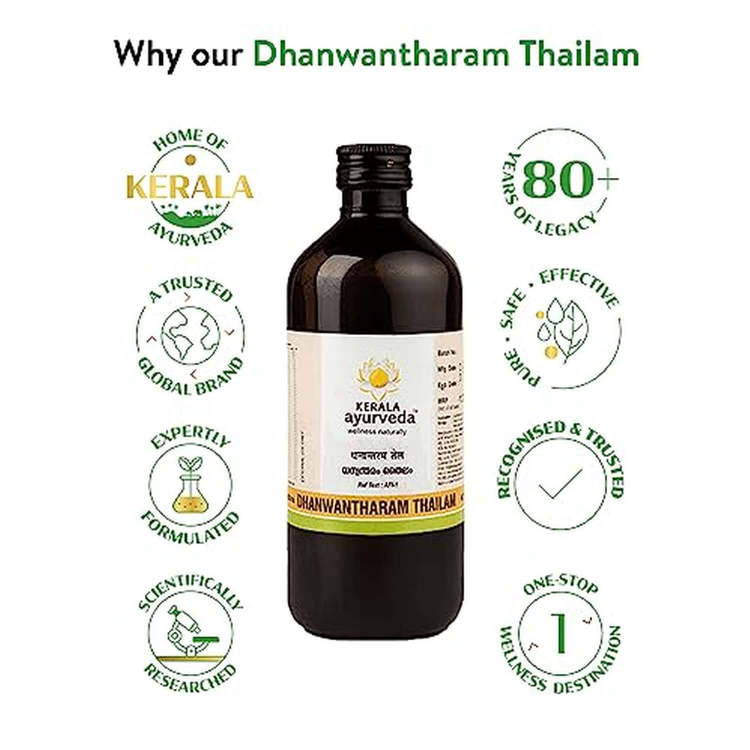Buy KERALA AYURVEDA DHANWANTHARAM THAILAM BLACK 450 ML X PACK OF 2