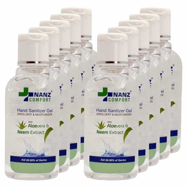 Nanz Comfort Neem Extract With Aloevera Hand Sanitizer Gel (60Ml Pack Of 10 )