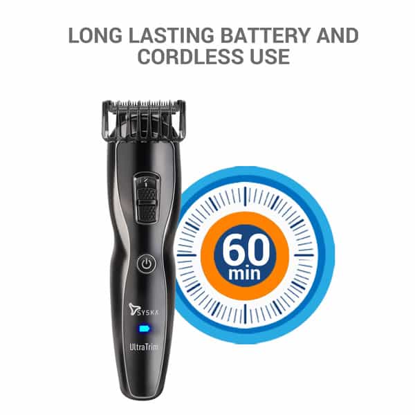 Syska Ht3333k Runtime: 60 Min Trimmer For Men (Black)