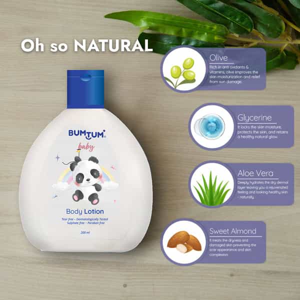 Bumtum Baby Body Lotion | Non-Sticky | Paraben & Sulfate Free | Derma Tested 200 Ml