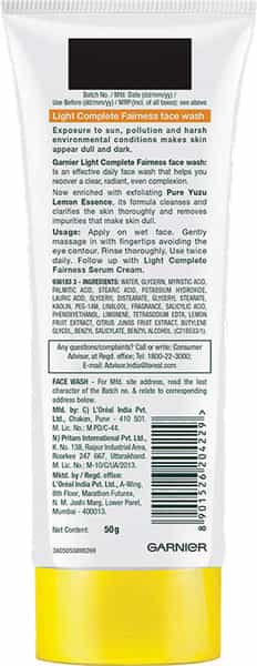 Garnier Bright Complete Brightening Facewash - 50 Gm