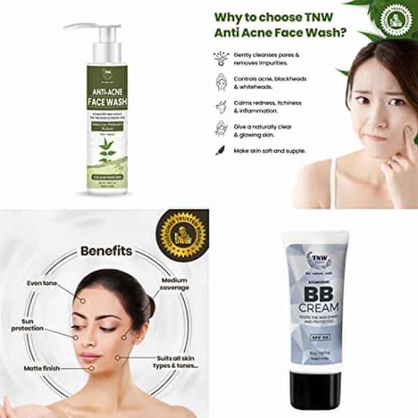 Tnw The Natural Wash Combo (Anti Acne Face Wash 100 Ml + Bb Cream 30Ml) Paraben And Sulphate-Free