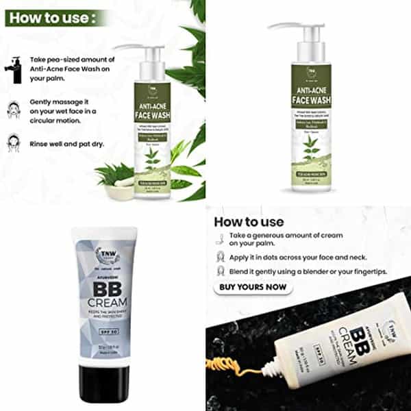 Tnw The Natural Wash Combo (Anti Acne Face Wash 100 Ml + Bb Cream 30Ml) Paraben And Sulphate-Free