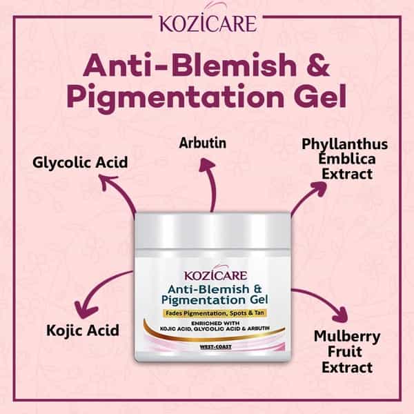 Kozicare Anti-Blemish & Pigmentation Gel For Fades Pigmentation Spots & Tan - 50Gm