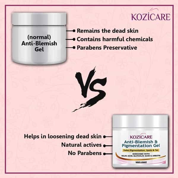 Kozicare Anti-Blemish & Pigmentation Gel For Fades Pigmentation Spots & Tan - 50Gm