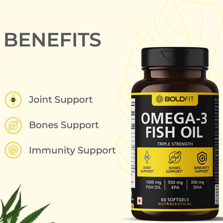 Boldfit Fish Oil Omega 3 Capsules For Men And Women Triple - 60 Softgels