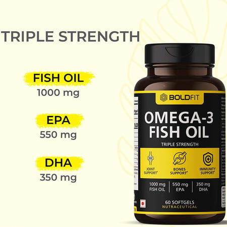 Boldfit Fish Oil Omega 3 Capsules For Men And Women Triple - 60 Softgels