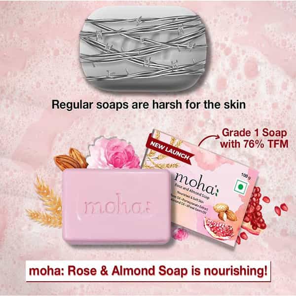 Moha Rose & Almond Soap 100 Gm (Pack Of 3)