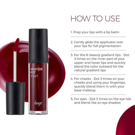 The Face Shop Water Fit Lip Tint - Waterproof & Long Lasting Lip & Cheek Tint | Cherry Kiss - 5G