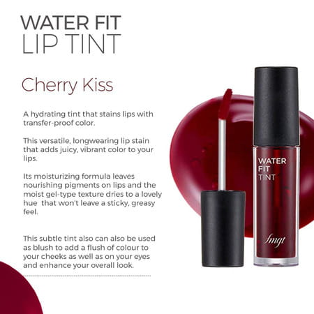 The Face Shop Water Fit Lip Tint - Waterproof & Long Lasting Lip & Cheek Tint | Cherry Kiss - 5G