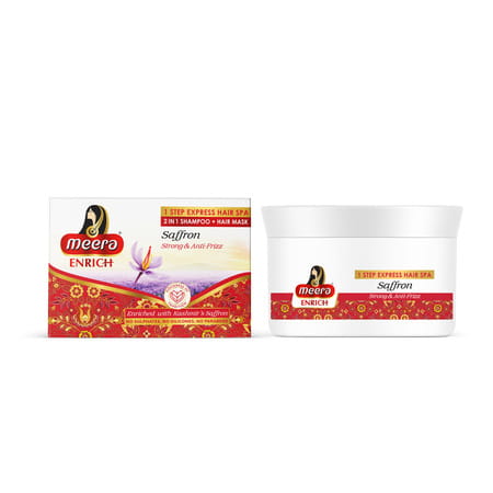 Meera Enrich 2 In 1 Shampoo & Hair Mask | 1 Step Express Hair Spa | Kashmir's Saffron | 200ml
