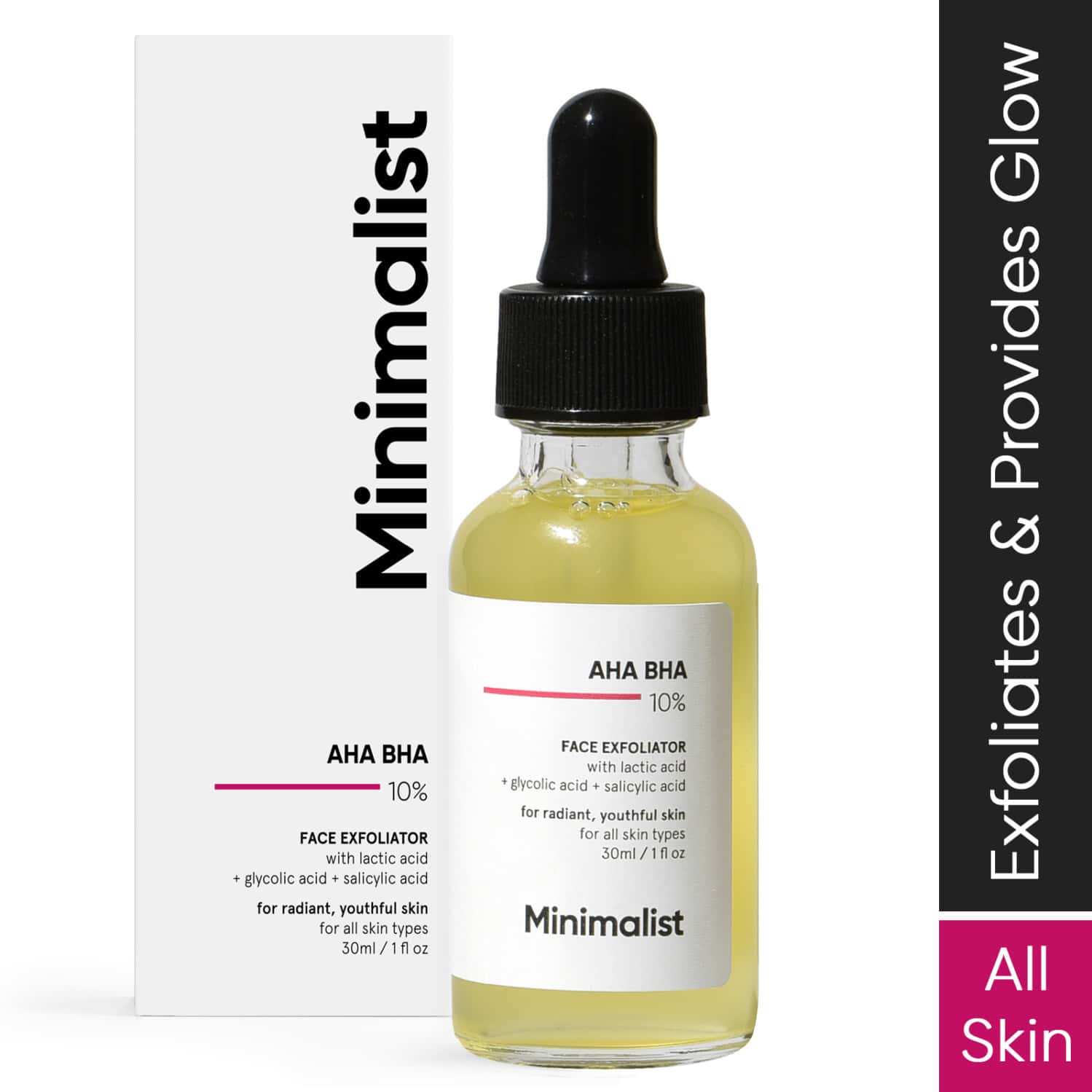 Minimalist Lactic Acid 10% Exfoliant For Acne Scars Even Tone & Texture With Hyaluronic Acid (30ml)